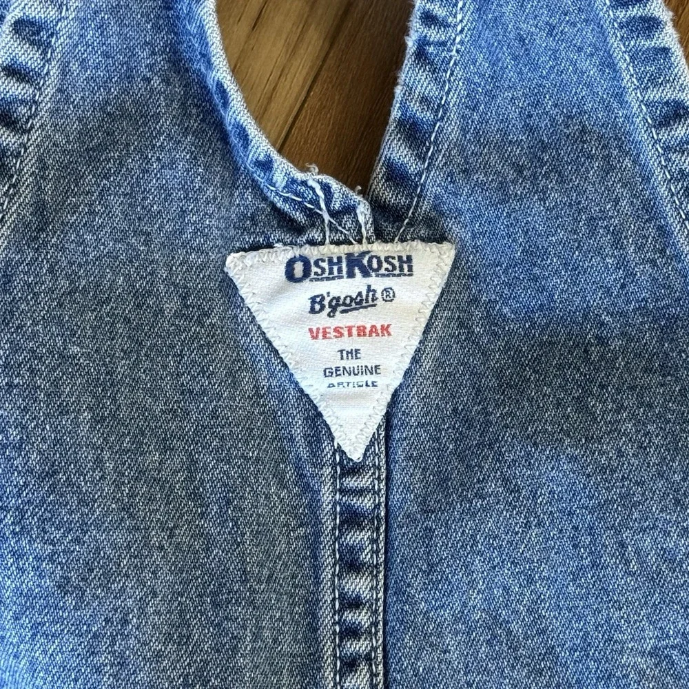 Vtg OSHKOSH 24 Month Toddler Railroad Stripe Pocket Vestbak Overalls Snaps Y2K
